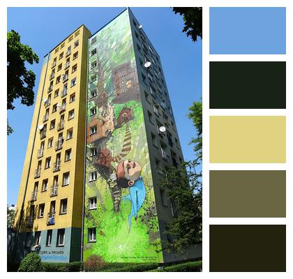 Building Moczynskiego Street House Bydgoszcz Mural Painting Wall Image